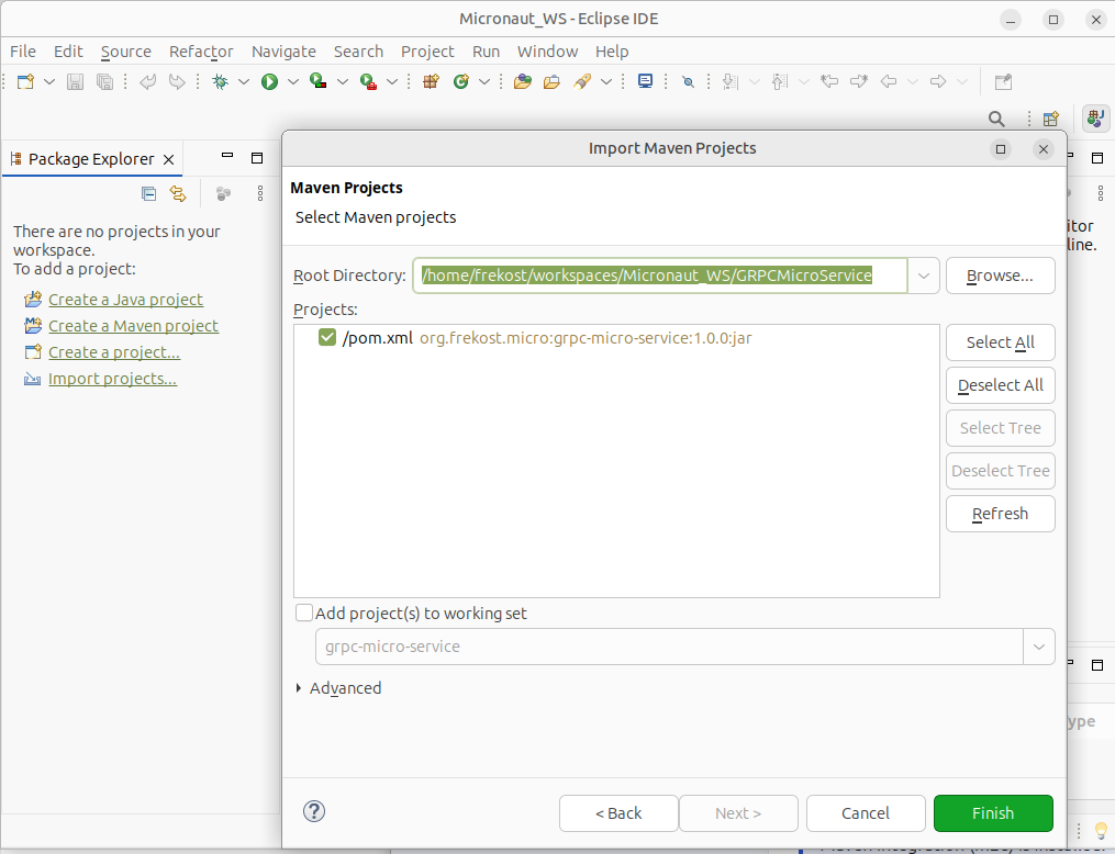 Importazione del progetto Maven in Eclipse